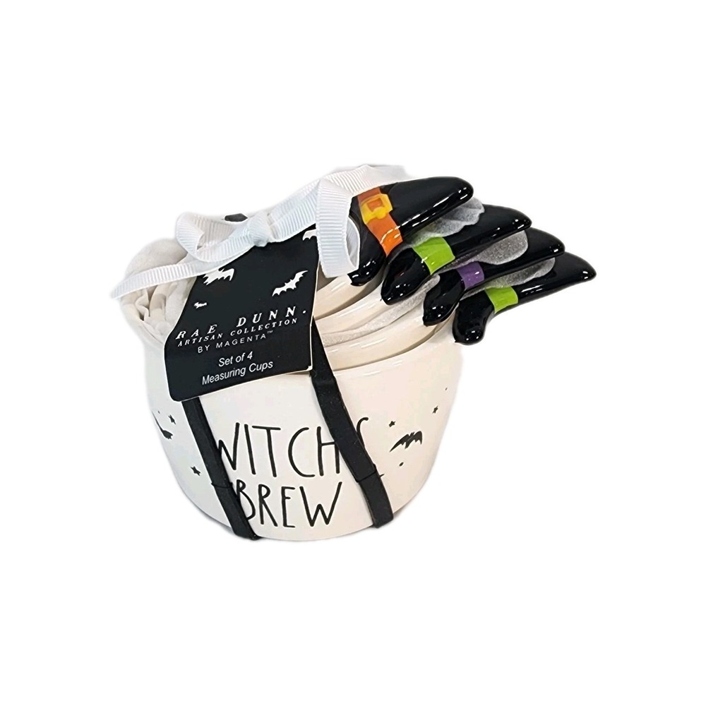 HTF Rae Dunn New Release Halloween Witch's Brew Handle Measuring Cups NWT 2024